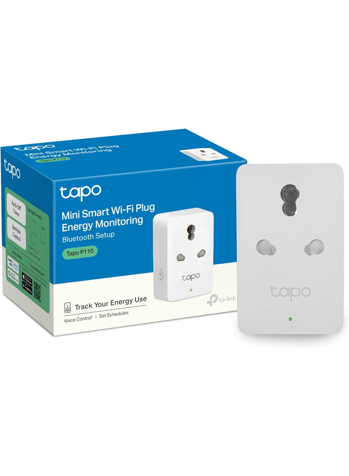 Compare Tapo TPLink P110 Mini 16A Smart WiFi Plug, Energy Monitoring | Controller for Household Appliances Compatible  Home | Improved Power Safety | Away Mode | 4Way Safety Protection at KSA Price