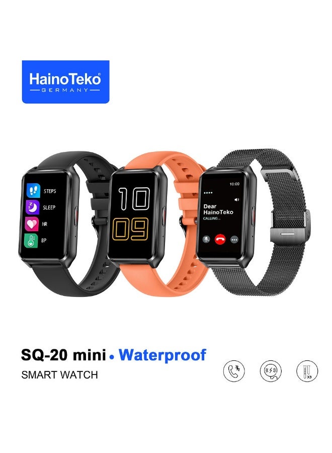 Compare HainoTeko SQ20 Mini Waterproof Design Smart Watch with AMOLED Display Bluetooth Calling Heart Rate & Fitness Tracking 3 Pair Straps and Charging Cable Designed for Ladies and Gents Black at KSA Price