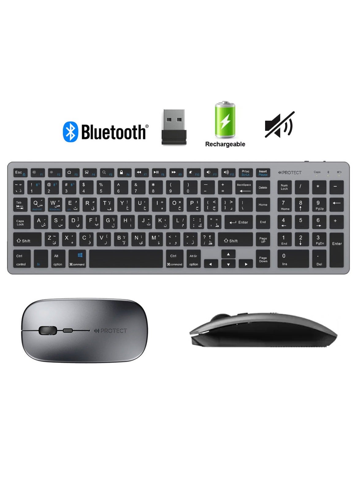 Silent Rechargeable Wireless Bluetooth Keyboard and…