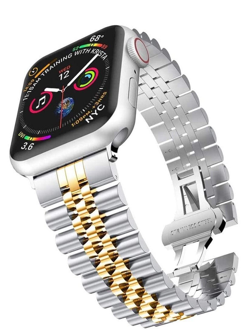 Compare Ultra Thin Stainless Steel Metal Wristband Strap for Apple Watch 42444549mm, Replacement Bracelet Band Compatible with Apple Watch Series Ultra 87654321SE at KSA Price