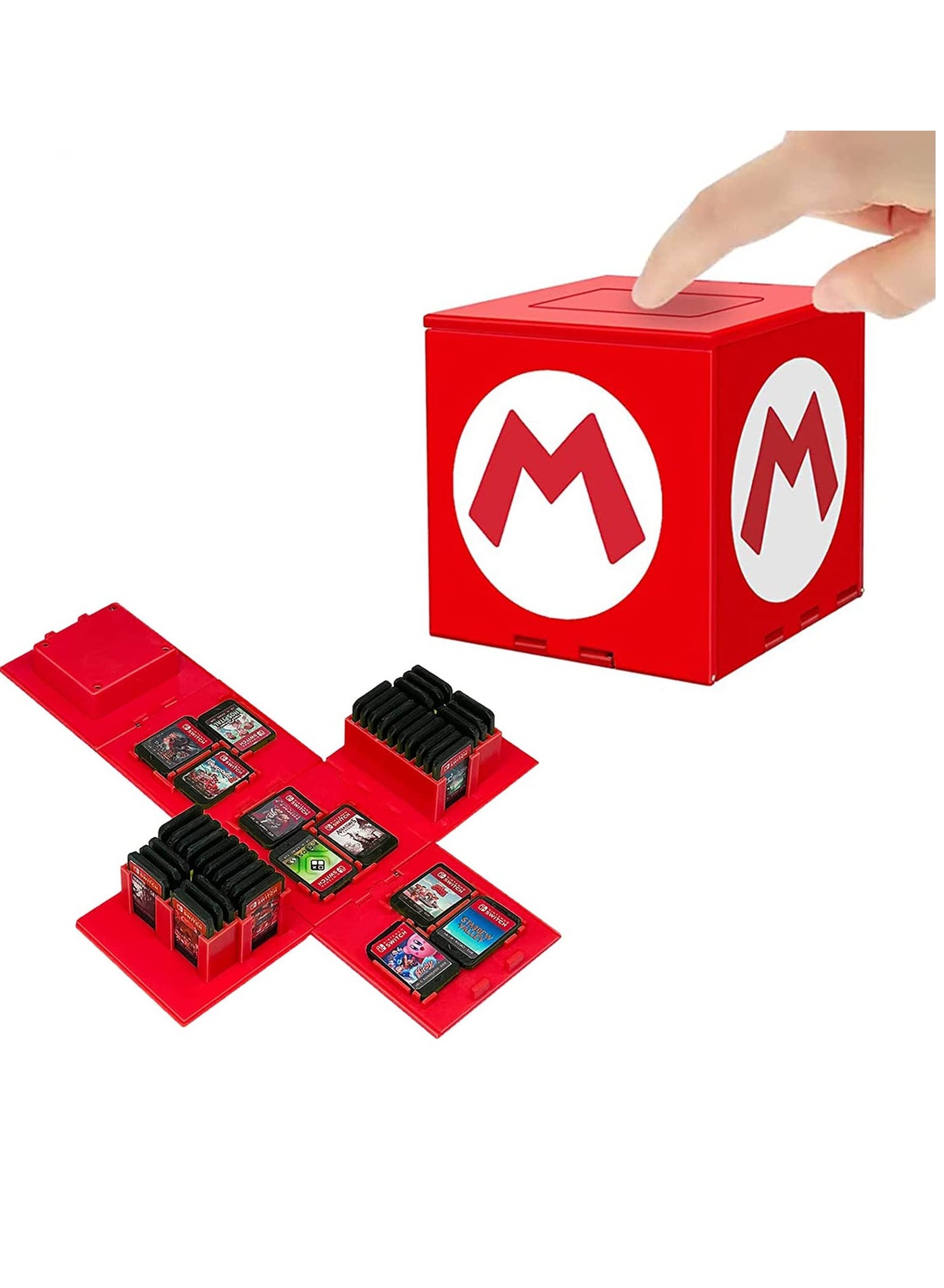 Compare Game Card Case Compatible with Nintendo Switch,Extra Large Capacity Switch Game Case,Upgraded 41 Slots Switch Game Card Storage Box,Press to Unfold Fun Switch Card Case M Red at KSA Price