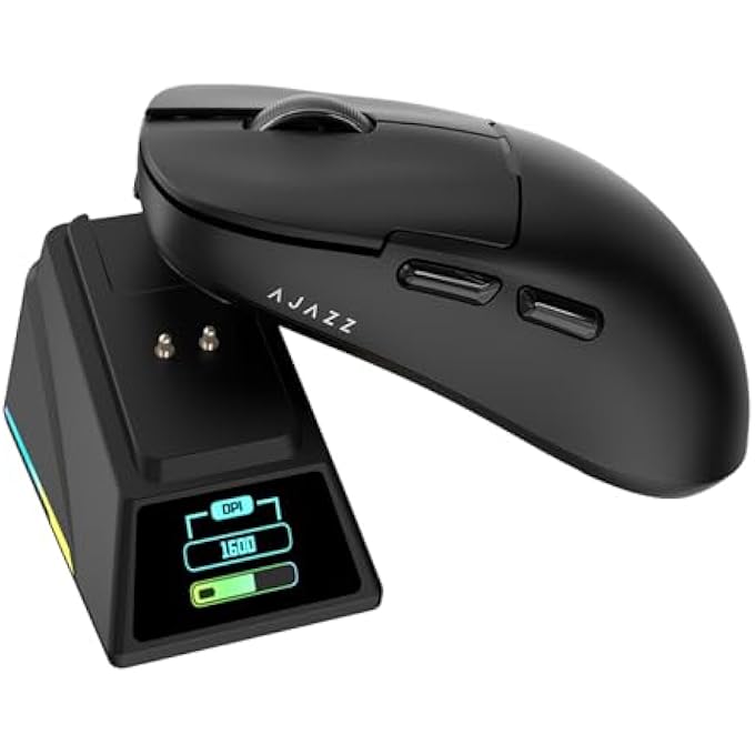 Compare WIRELESS GAMING MOUSE WITH RGB CHARGING DOCK, 88 G LIGHTWEIGHT PROGRAMMABLE TRIMODE WIRELESS MOUSE GAMING, UP TO 26 DPI, 8000HZ, PLAYTIME WITH RGB BACKLIT, GREAT FOR PC, MAC BLACK at KSA Price