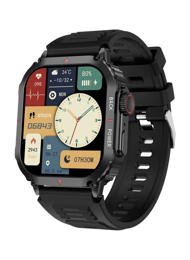 Compare Mens Smart Watch Outdoor Sports Waterproof Watch HD Screen Display Bluetooth Call Multisports Mode Sports And Sleep Monitoring RTDK66 Black Tape at KSA Price