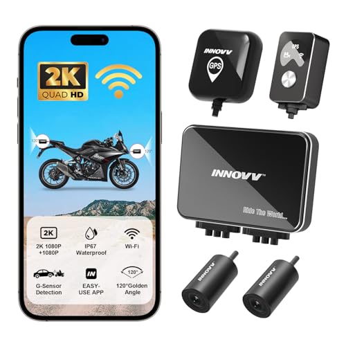 Compare INNOVV K7 Motorcycle Dash Cam, 2K + 2K Front and Rear Camera with EIS AntiShake, Motorcycle DashCam with 24hr Sentry Mode, Emerg Auto Save GPS, App Connect, IP67 Waterproof, Max Support 512 GB at KSA Price