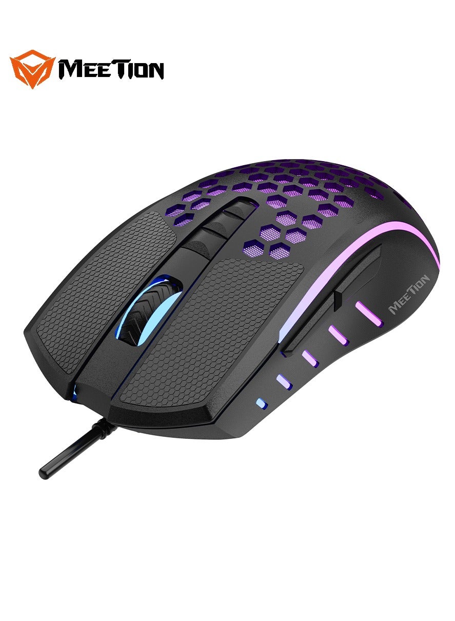Compare MEETION Lightweight Honeycomb Gaming Mouse GM015 Replaceable nonslip button mat RGB backlight, better gaming experience Honeycomb hollow design, feels light and fast at KSA Price