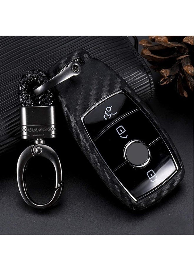 Compare Silicone carbon fiber catchy style smart keyless remote Key Fob case Cover For MercedesBenz EClass SClass W213 2016 2017 2018 2019 keychain at KSA Price