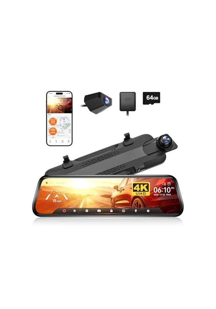 WOLFBOX G930 10 Rear View Mirror Camera with 58GHz…