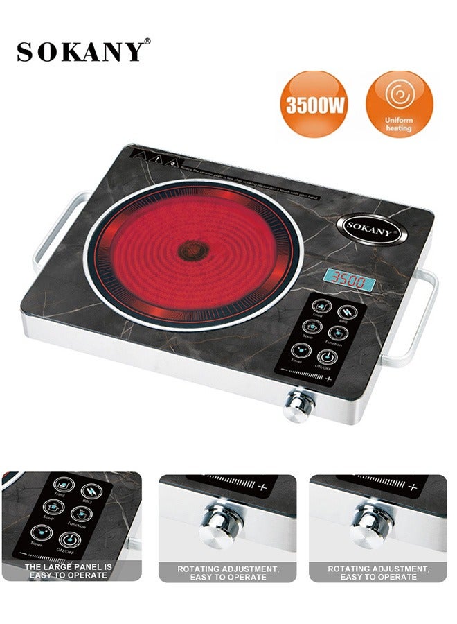 Compare Infrared Cooker, Single Electric Stove,Cooktop with Adjustable Temperature Control,Sensor Touch & Knob,3500W SK07073 at KSA Price