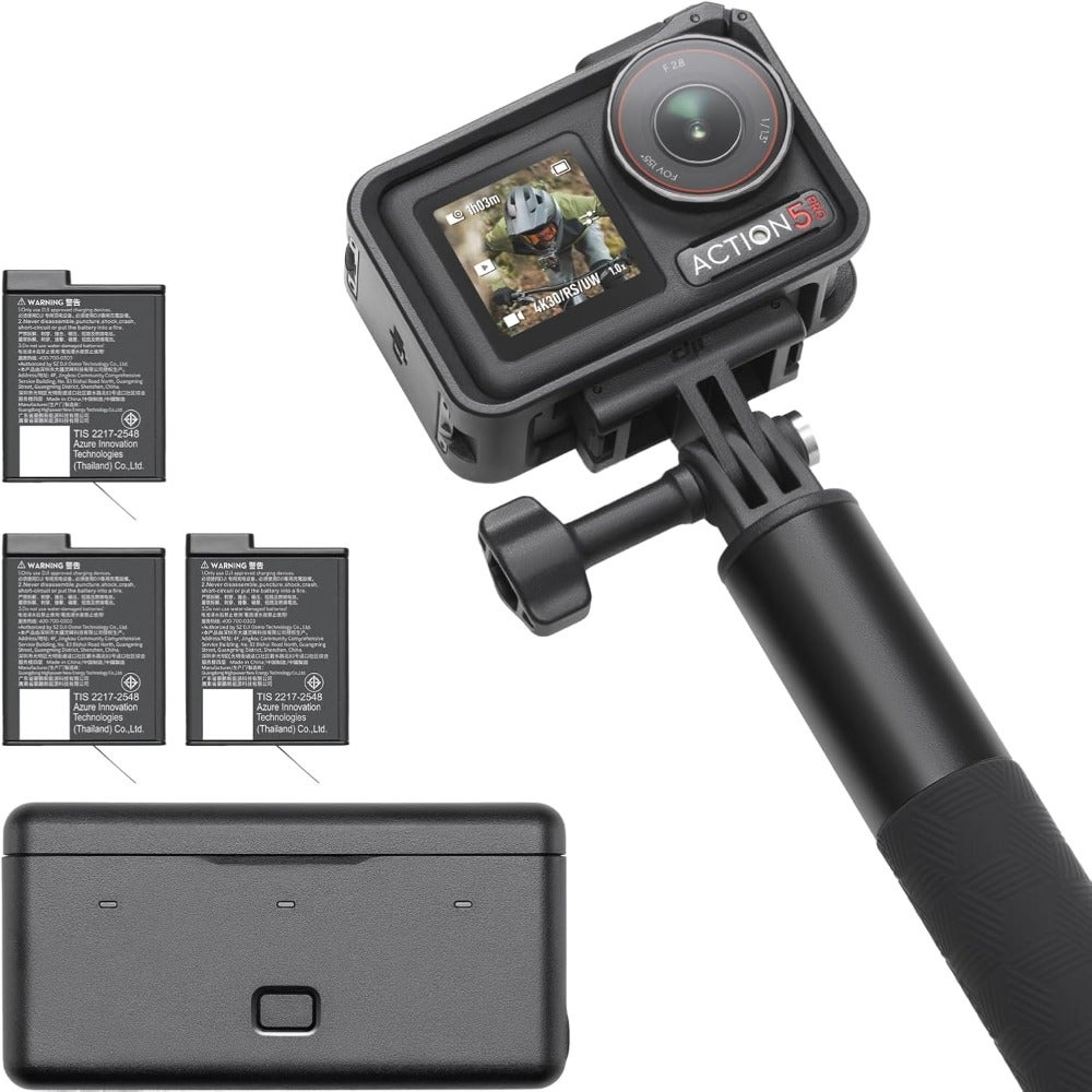 Compare FHJXOsmo Action 5 Pro Adventure Combo, Action Camera, Bursting With 40MP of Action, 4K120fps, 11.3Sensor, Dual OLED Touchscreens, 47GB Builtin Storage, UAE Version, Official Warranty SupportCYJ at KSA Price
