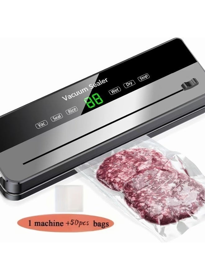 Compare Food Vacuum Sealer Machine With 50 Vacuum Bags, Automatic Food Preservation System For Dry And Wet Food Black at KSA Price