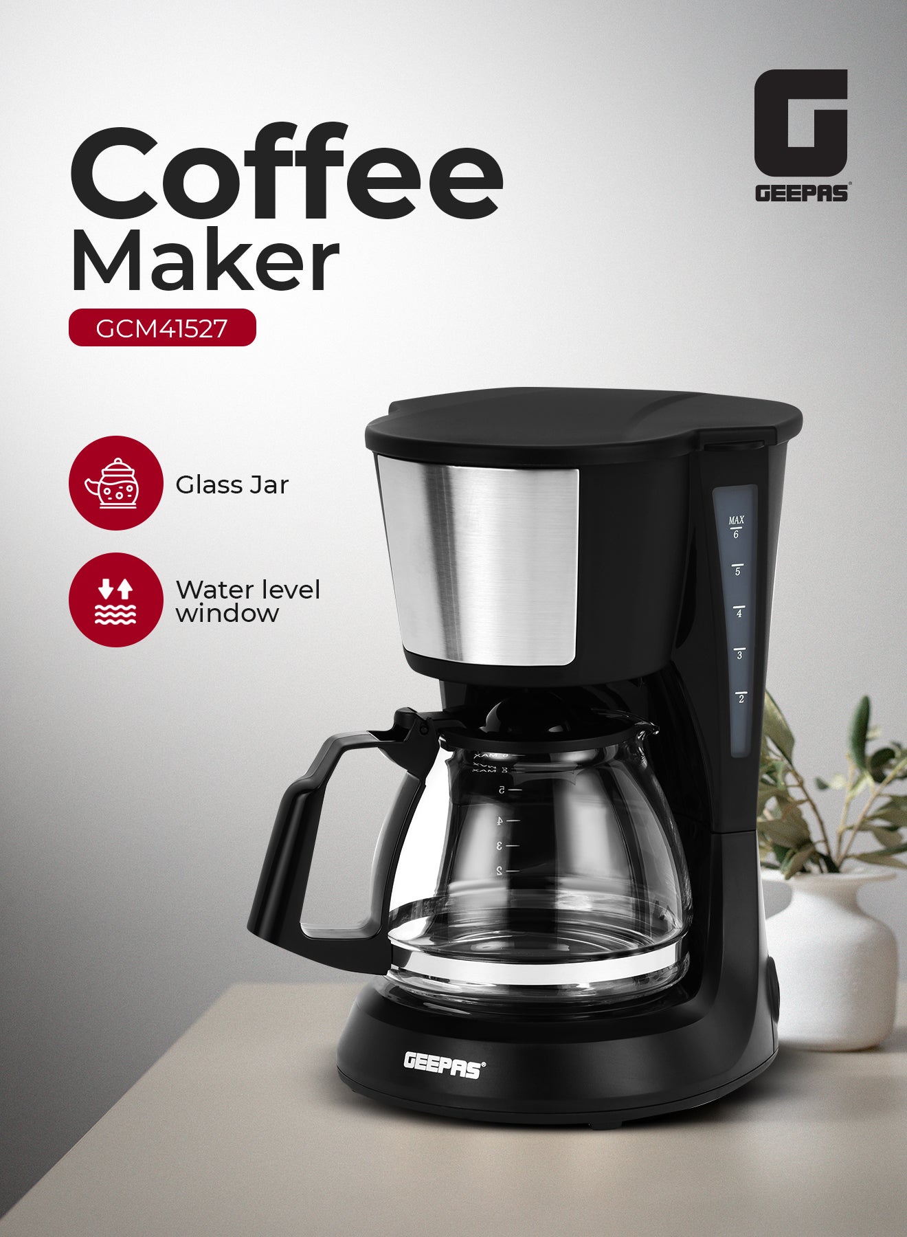 Drip Coffee Maker 600 W Fast Brew Machine with…