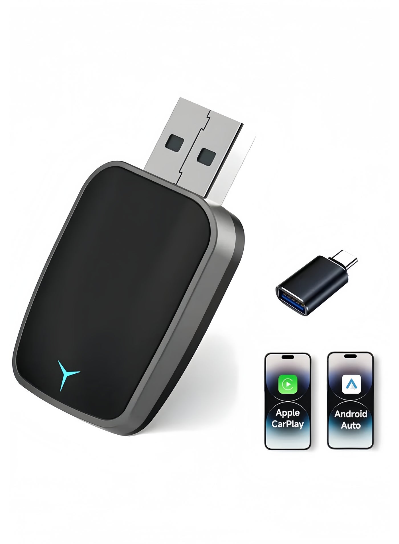 Compare Mini Wireless Carplay Adapter, Convert Wired to Wireless Car Play & Android Auto 2in1 Adapter for Apple iPhone & Android Phone, Plug & Play, Auto Connect, No Delay, wUSB C for iOS 10+ Android 11+ at KSA Price