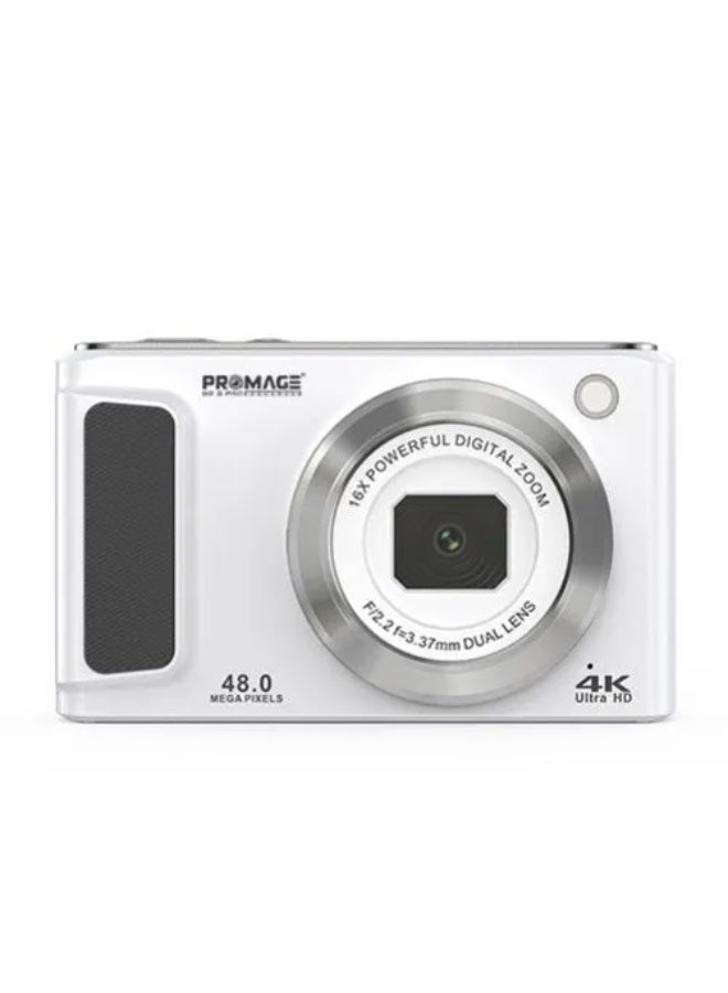 Compare PROMAGE PC140 Digital Camera 48MP – White, 4K Video, 2.8″ IPS Screen, 16X Digital Zoom, USB TypeC Rechargeable at KSA Price