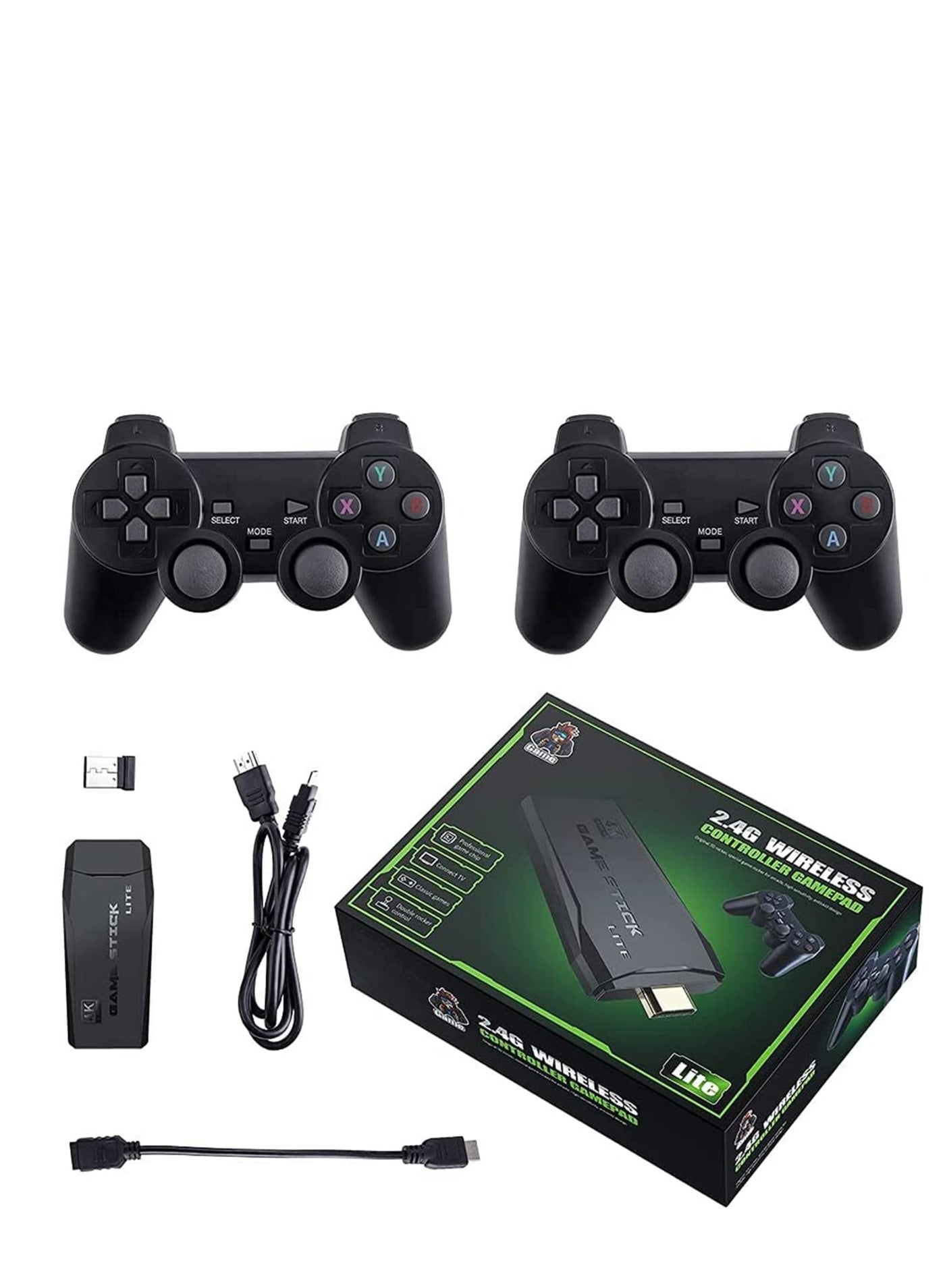 Compare Game Console 4K HD Video Game Console 2.4G Dual Wireless Controller, Classic 64GB Retro TV Game Console 10000 Game Stick at KSA Price