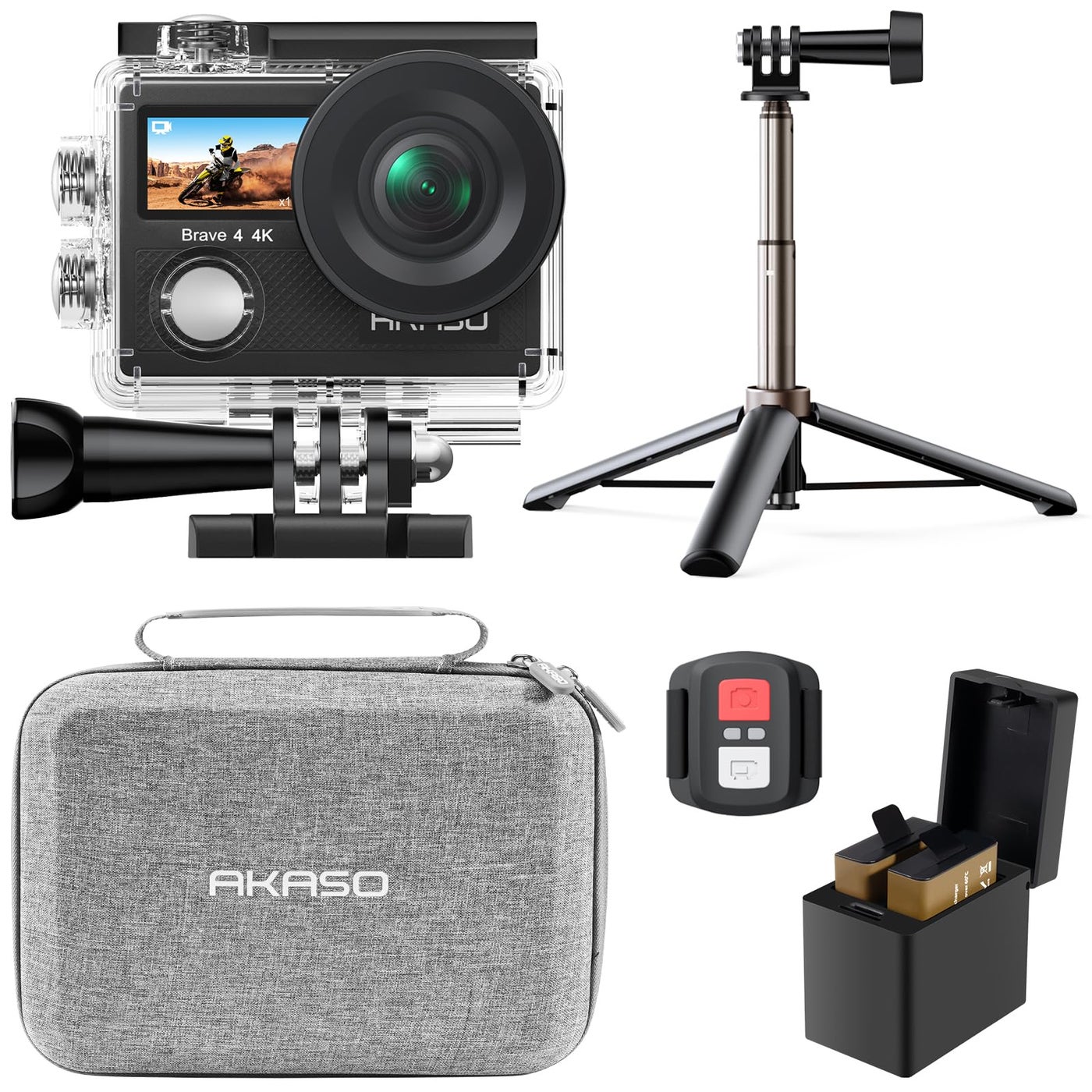 AKASO Brave 4 Action Camera with Selfie Stick Tripod…