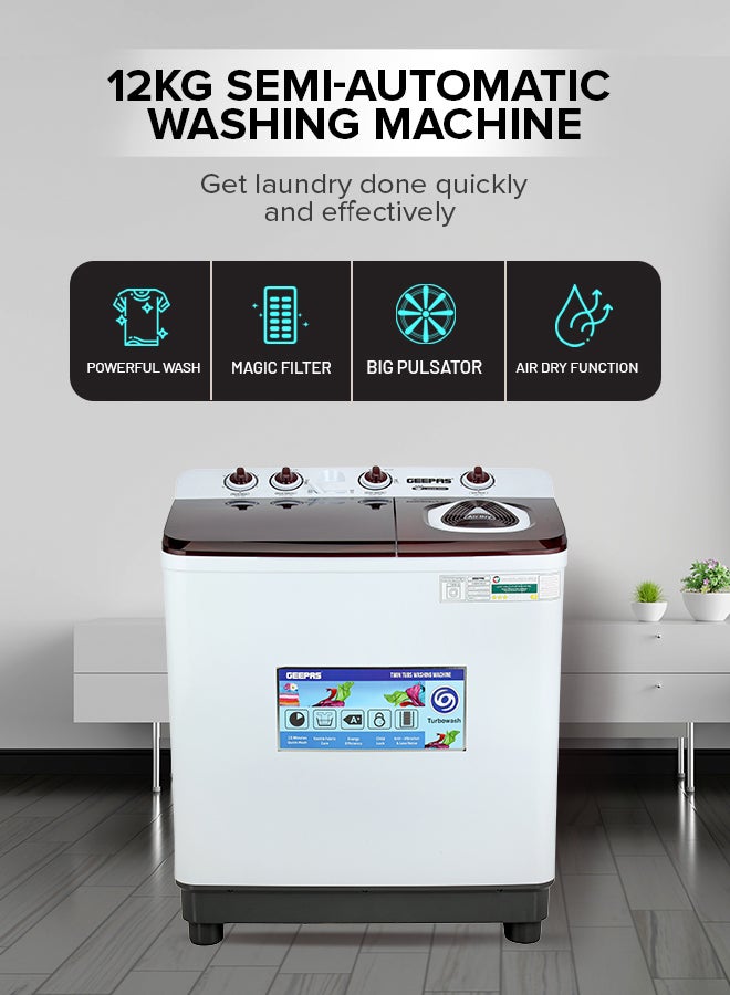 TwinTub Semi-Automatic 12 Kg Washing Machine…