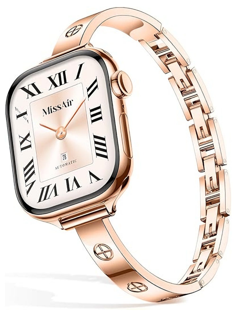 Compare Bracelet Watch Strap, Stylish Metallic Bracelet Replacement Apple Watch Band with Secure Metal Folding Buckle Lock for Women, Apple Watch Series 1234567 384041mm Gold at KSA Price