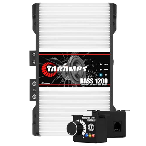 Compare Taramps BASS 1200 1 Ohm 1 Channel Mosfet Amplifier 1200 Watts RMS, Monoblock, Crossover, Bass Boost, RCAHigh Level Input, Class D, Car Audio System Monitor Level Remote Included, Great for Subwoofers at KSA Price