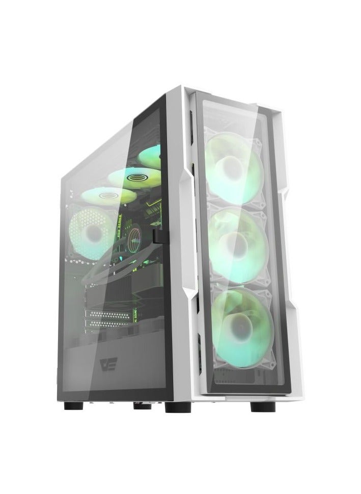 Compare DarkFlash DK431 Glass EATXATXMATXMINIITX Computer Case, 4x PreInstalled ARGB Fans, Tempered Glass Front Panel, Up to 360mm Radiator & 12x Fans Support, SPCC + Tempered Glass Materials at KSA Price