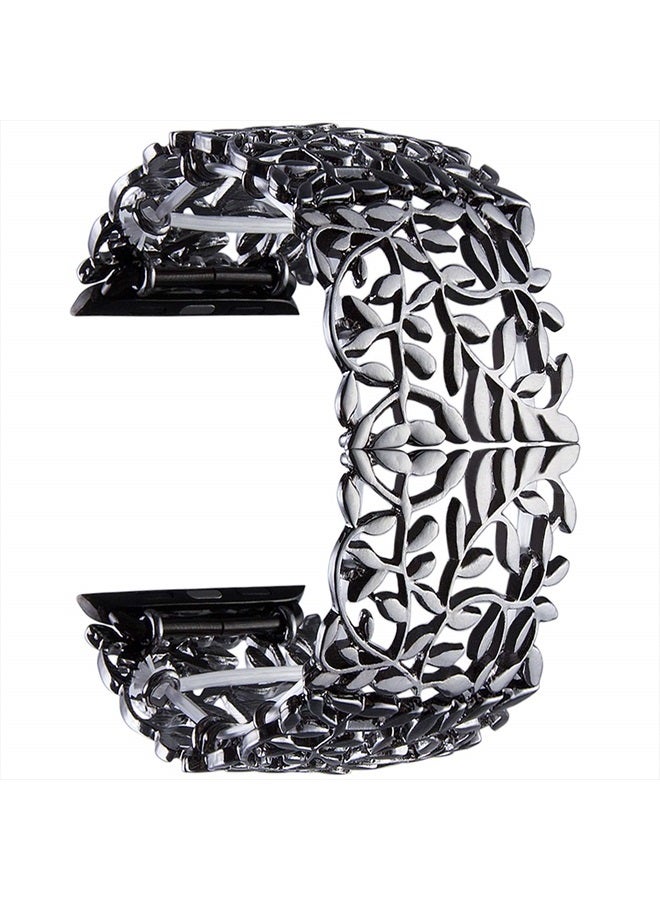 Compare Bracelet Band Compatible with Apple Watch 38mm 40mm 41mm 42mm 44mm 45mm iWatch Series SE 7654321 for Women Unique Dressy Stretchy Wristbands Strap Jewelry Bangle, Black 40mm at KSA Price