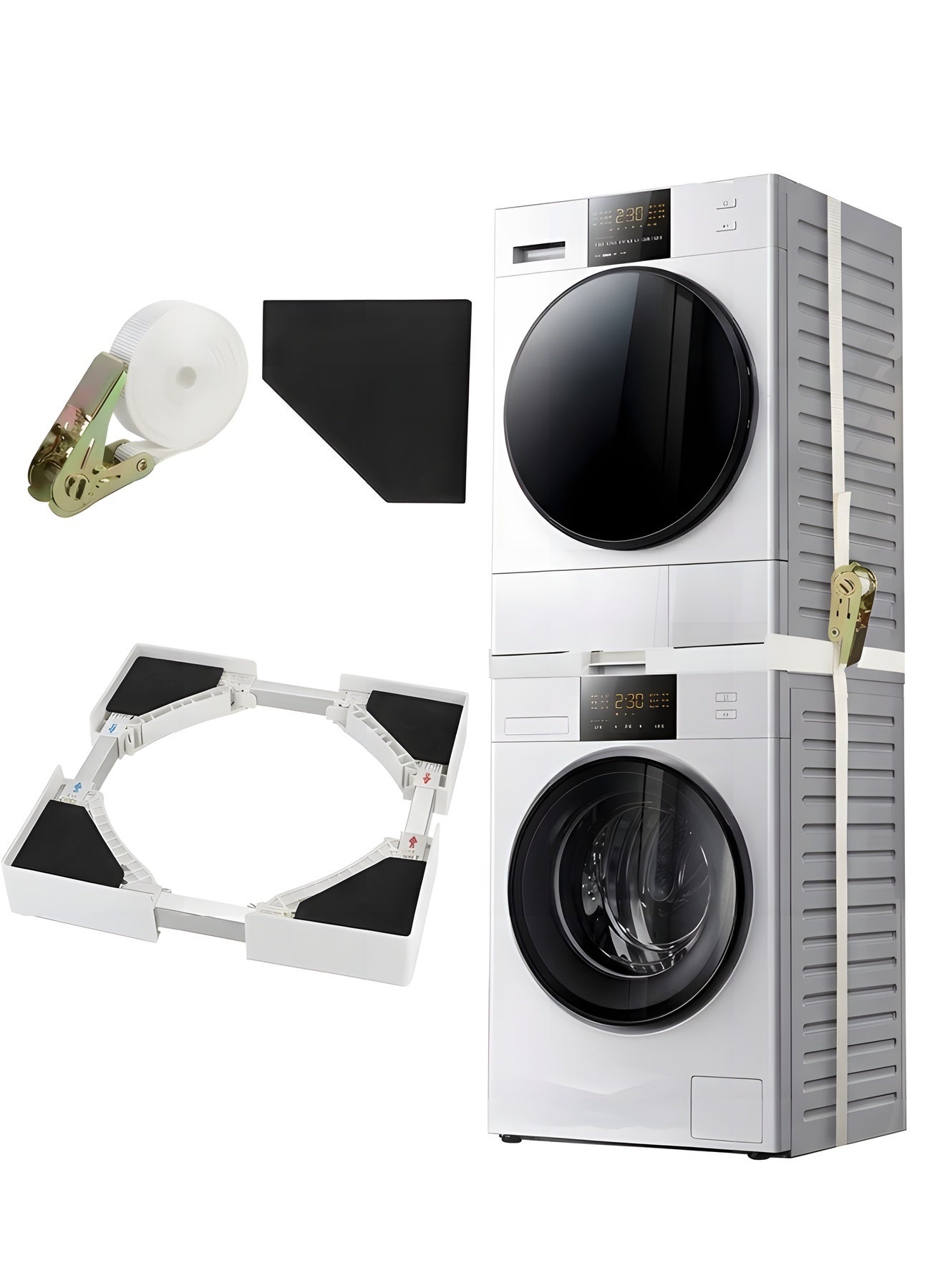 Compare Beauenty Stacking Kit For Washing Machine And Dryer,Adjustable 5070cm Washer Dryer Stacking Kit,With Ratchet Belt Connection Frame,Suitable For Stackable Washing Machine And Dryer Combinations at KSA Price