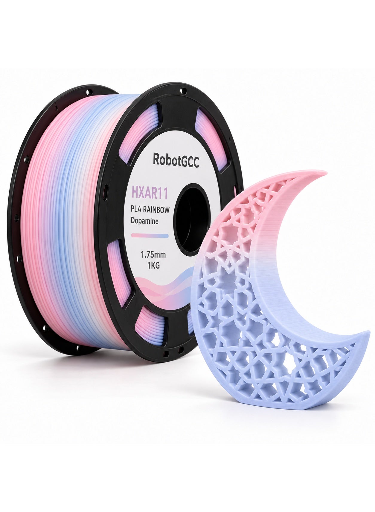 Compare RobotGCC Dopamine Multicolor Gradient PLA 3D Printer Filament 1.75mm 1KG, HighEnergy Dopamine Color Palette, Smooth FDM Printing for Statement Decor and Creative Displays at KSA Price