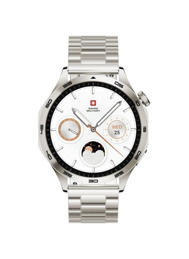 Compare Swiss Military Swiss International Smartwatch  Gold Frame with Silver Metal Strap at KSA Price