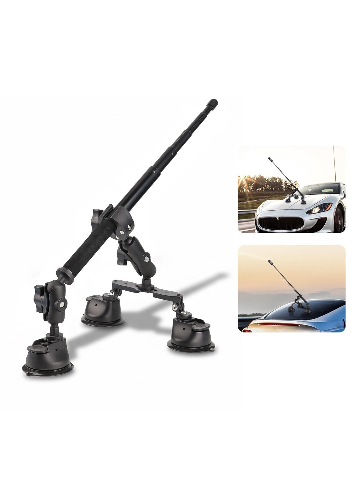 Compare 2 in 1 Triple Suction Cup Car Mount Kit, Quick Release Outside Windshield Camera Mount, Action Camera Mounts with  Extension PoleSelfie Stick, Action Camera Adapter Compatible with GoPro Insta360 at KSA Price