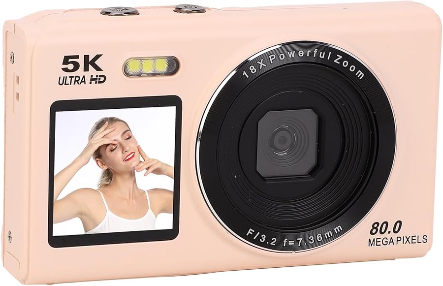 Vbestlife Pink Dual Screen 5K Digital Camera 80MP…