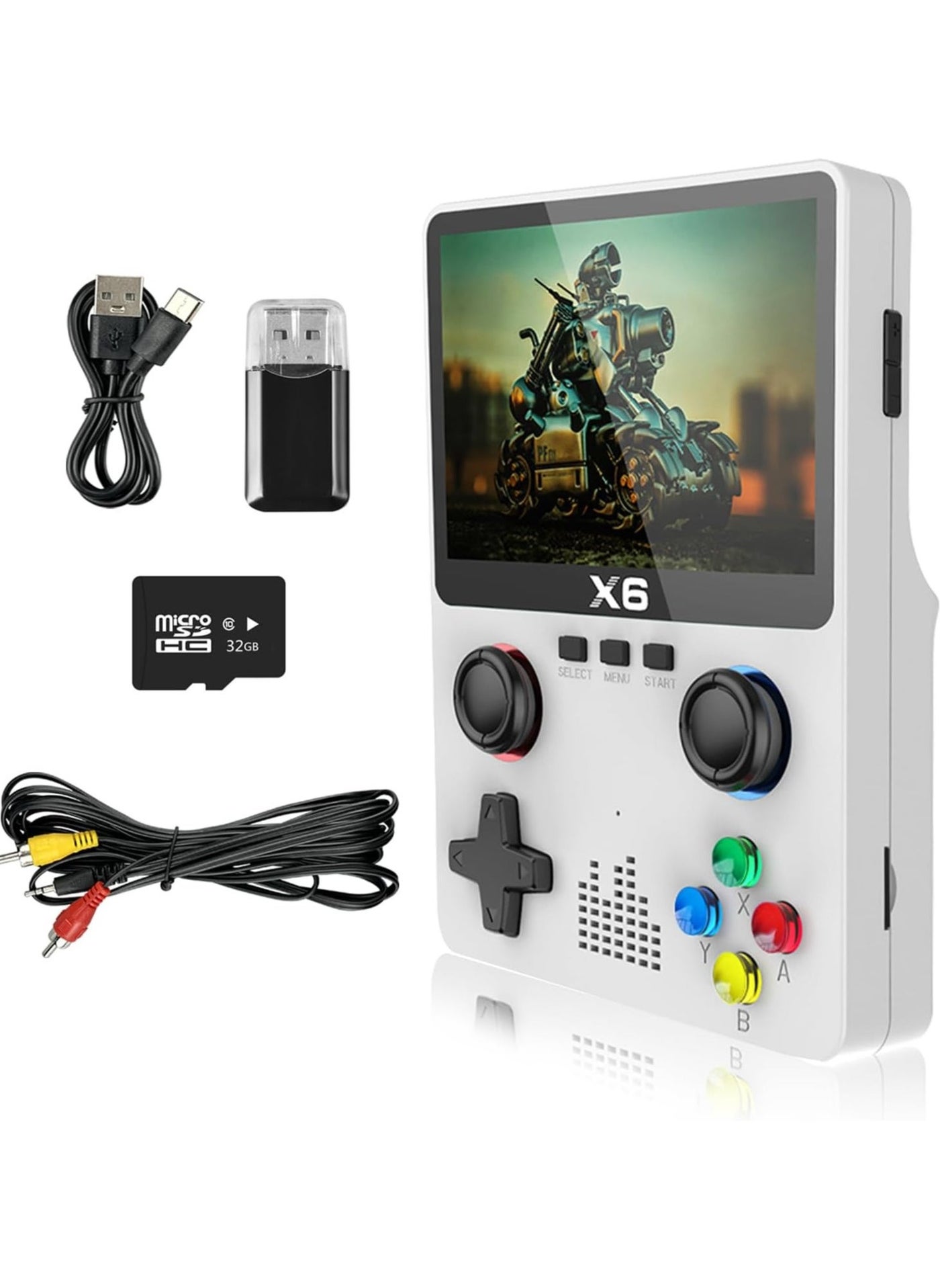 Compare Handheld Retro Gaming Console with 32G TF Card – 10000 Builtin Games, 11 Emulators Supported, 3.5inch IPS OCA Full Lamination Colour Screen, Portable Gaming X6 White at KSA Price