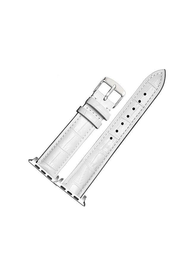 Compare Leather Strap For Apple Watch Series 10 | Ultra 2 | 8 Ultra | 9 | 8 | 7 | 6, 4946454442mm, Premium Leather Smartwatch Wristband Strap White at KSA Price