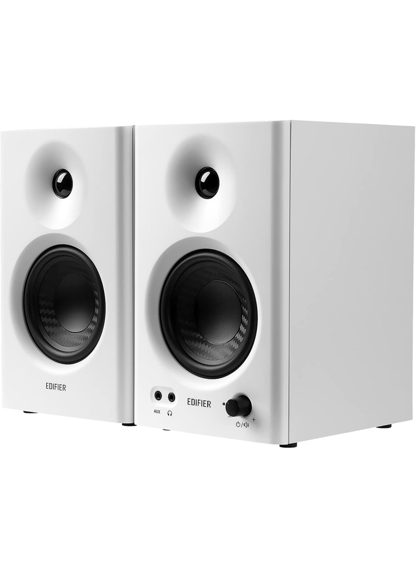 Compare Edifier MR4 Powered Studio Monitor Speakers, 4 Woofer & 1 Silk Dome Tweeter, MDF Wooden Cabinets, MonitorMusic Modes, Front AUX & Headphone Output WhiteBlanc at KSA Price