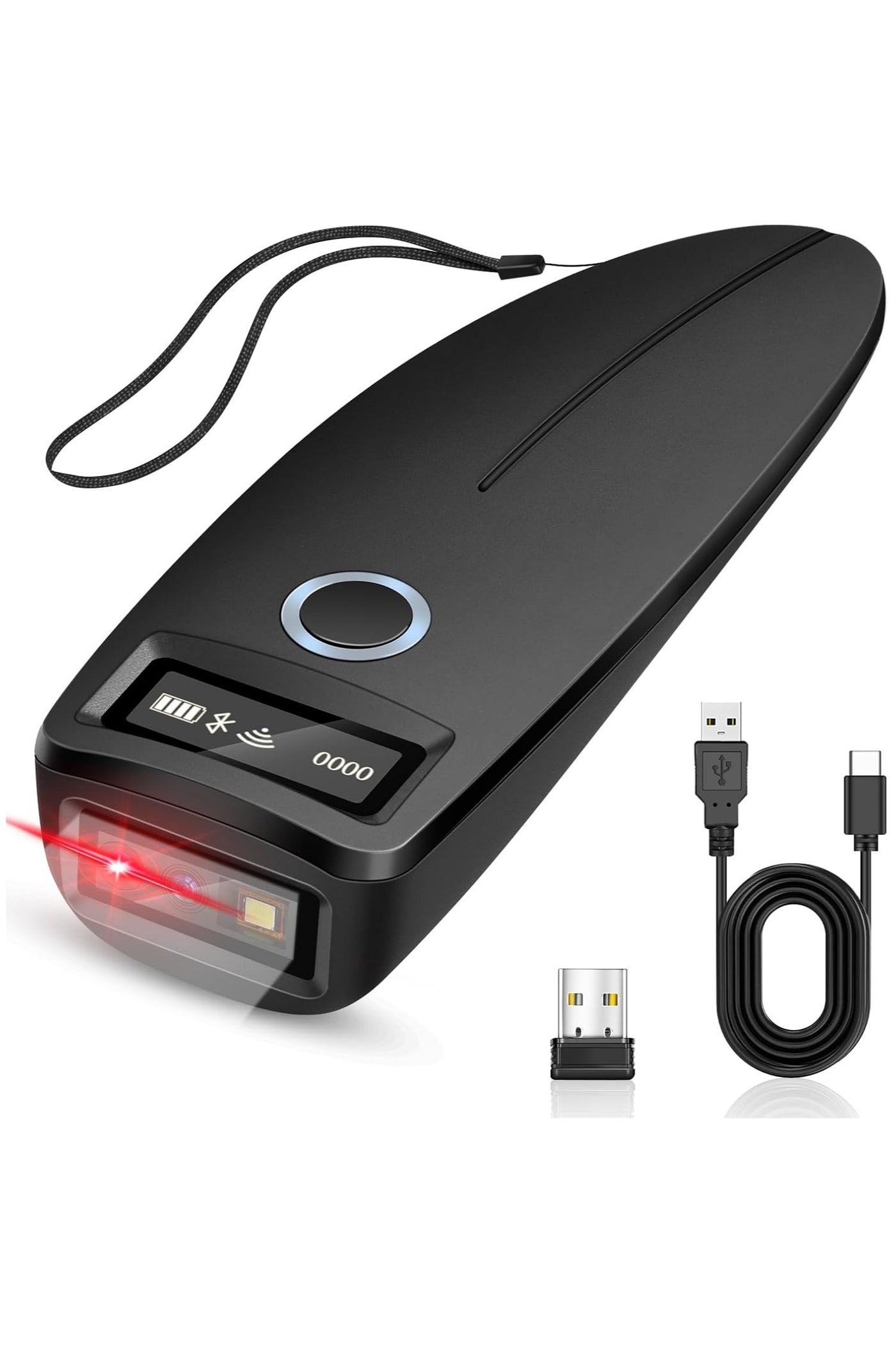 Compare Mini Bluetooth Barcode Scanner, Wireless 2D QR 1D Bar Code Scanners with OLED Digital Display & AI Voice, Small Portable Handheld Barcode Reader for iPhone, Android, iPad, PC Computers & POS at KSA Price