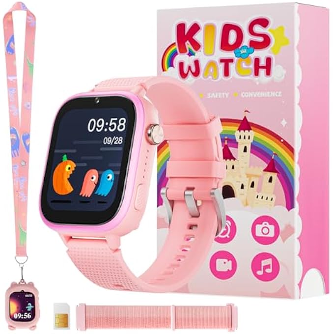 Compare 4G Kids Smart Watch, 15 Exciting Games, TwoWay Calling Feature, Sos Emergency Call Button Ideal For Kids Aged 312, For Boys & Girls Pink at KSA Price