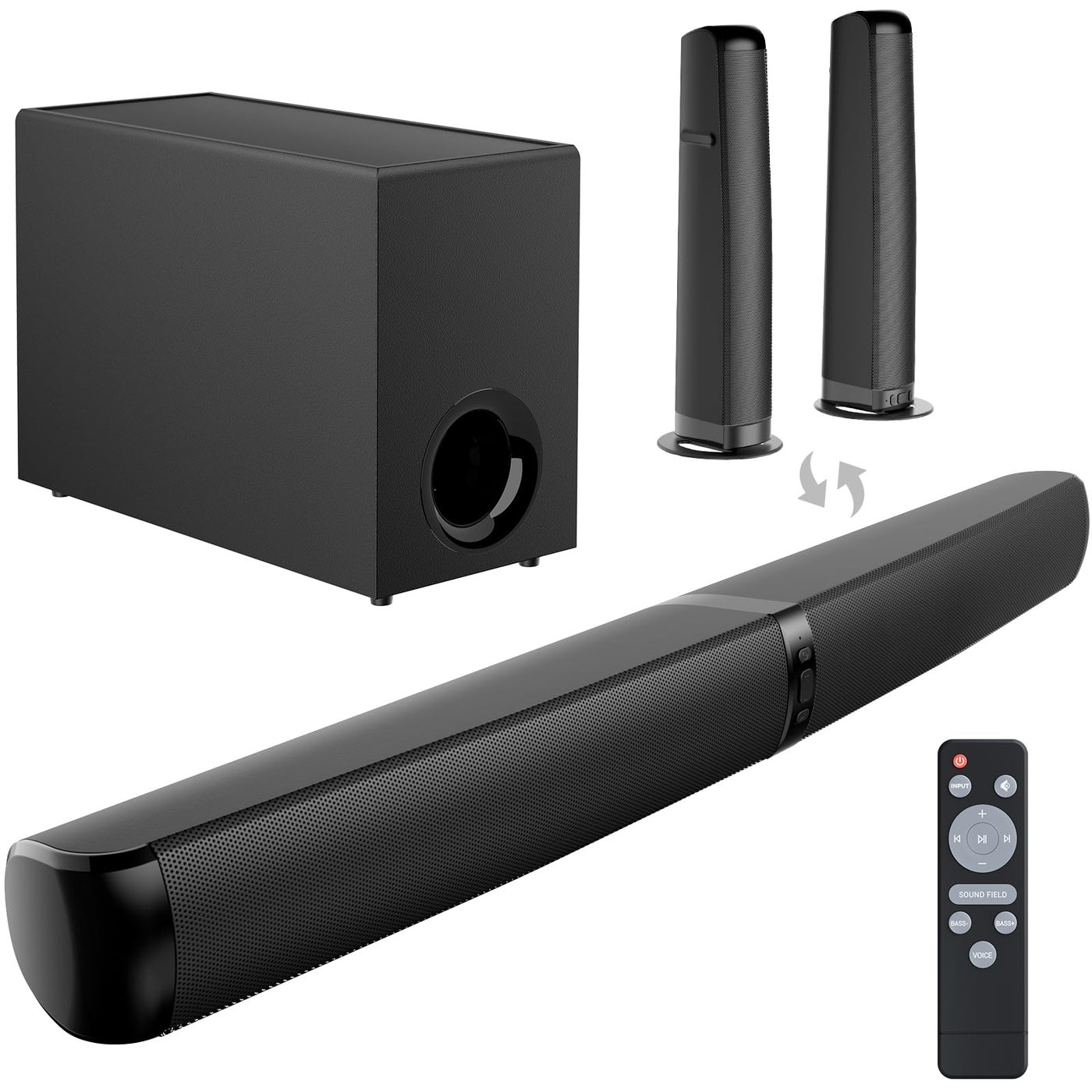 GarageRock Soundbar with Subwoofer for TV, 110W…