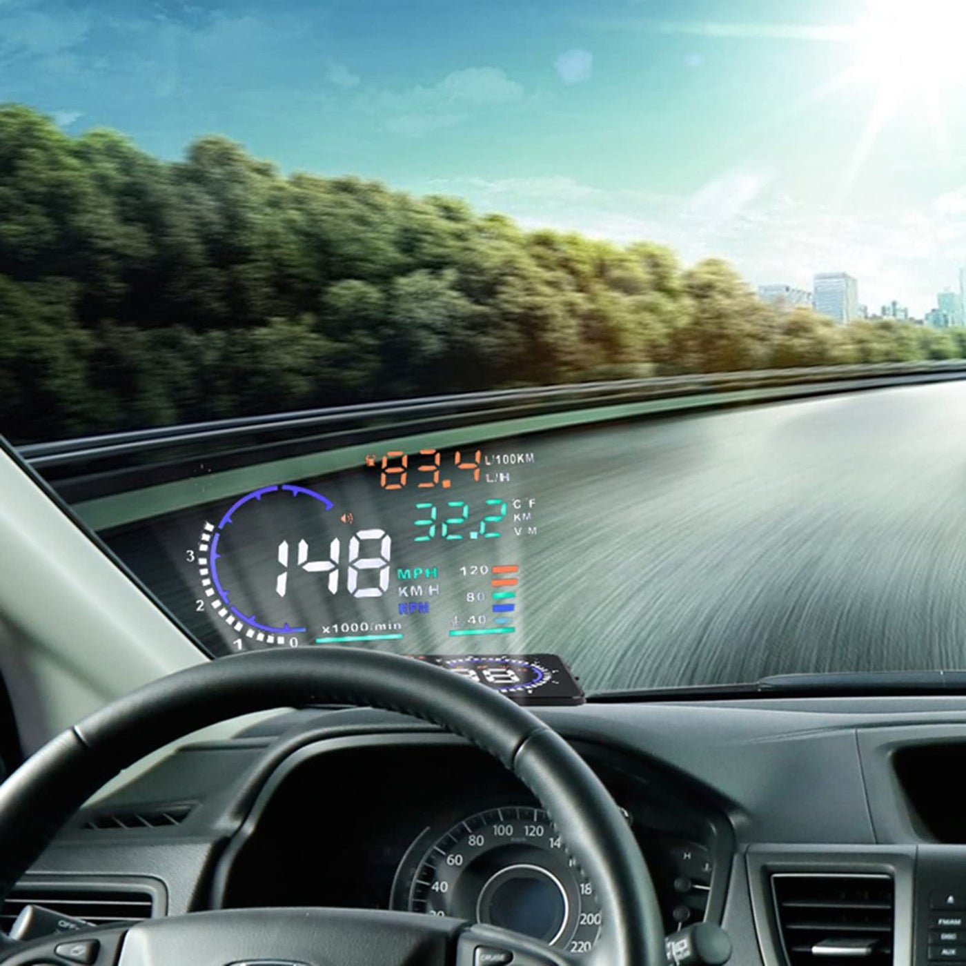 Compare 55 HUD Head Display Windshield Screen Projector Vehicle Speed Hud Overspeed Alarm Kmh MPH OBDIIEUOBD Interface Plug Car Hud Screen at KSA Price