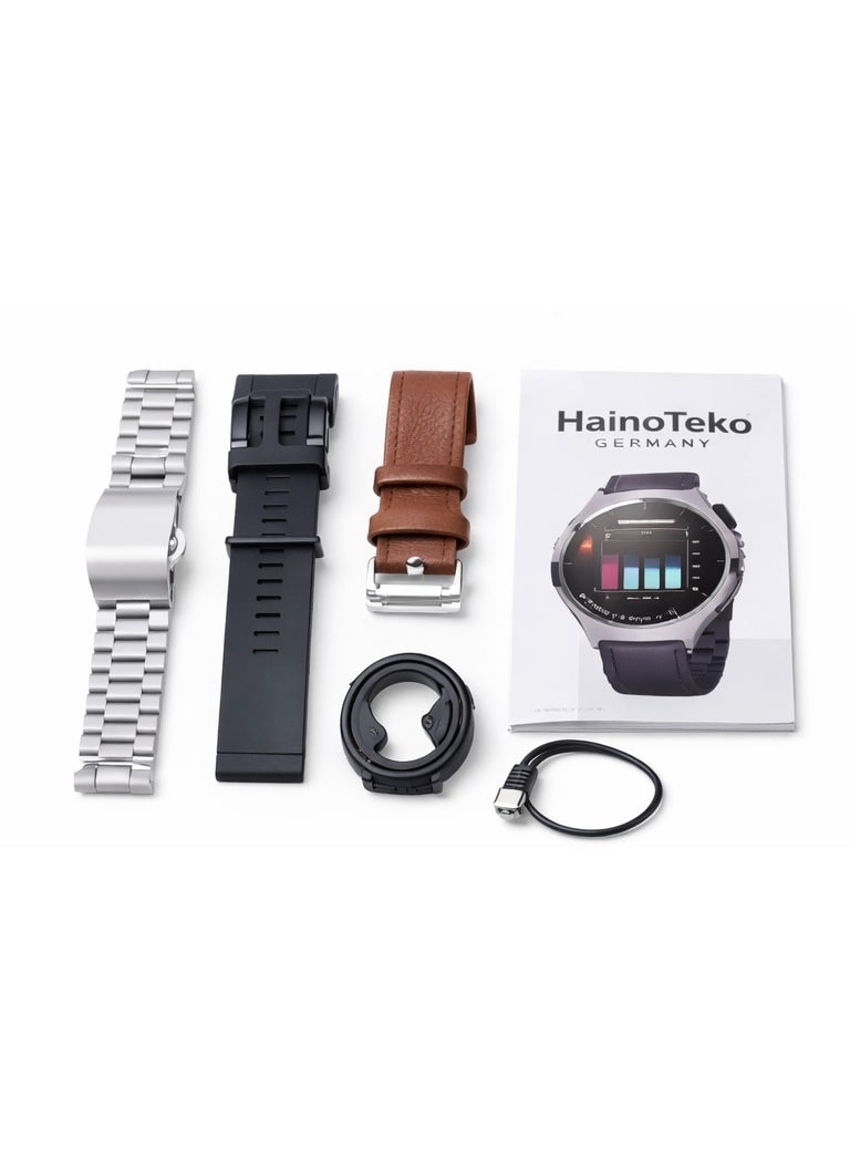 Compare HainoTeko RW75 Waterproof Smart Watch with Bluetooth Call | HD AMOLED Display | 3 Straps Included | 10 Days Battery | Android & iOS Compatible at KSA Price