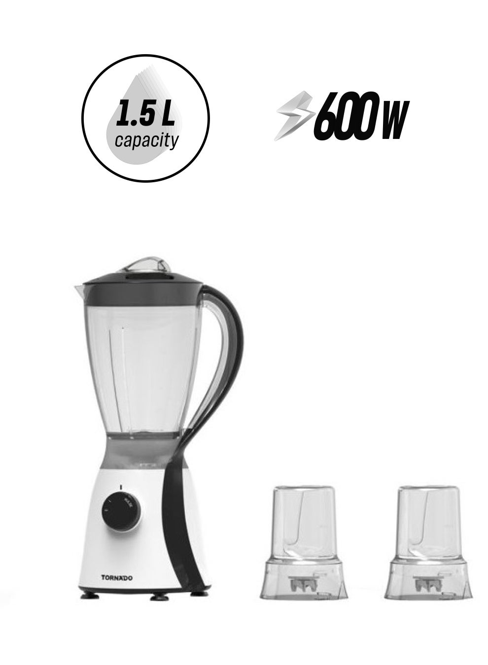 Compare Blender with Grinder Mills, 600W Power,1.5L with 300ml 2 Grinding Mills, Stainless Steel Blades And Two Pulse Control For Fine And Grinding Of Coffee & Herbs & Spices TB6002 Black at KSA Price