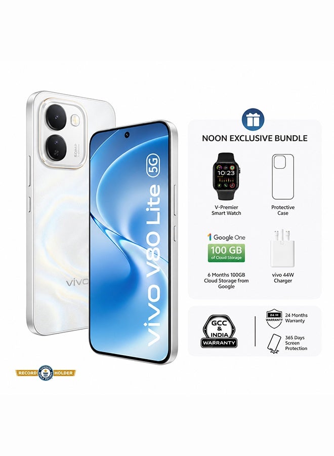 Compare V80 Lite AI Dual SIM 5G White 8GB 128GB With Exclusive Gifts Smartwatch,44W Charger And 24 Months Warranty + 1 Year Screen Replacement  Middle East Version at KSA Price