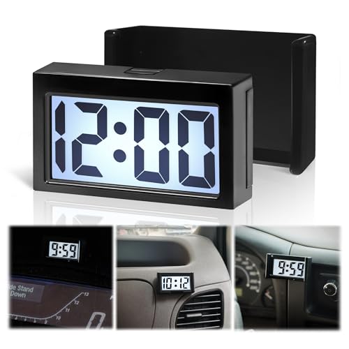 Compare Betus Upgraded Car Digital Clock with Backlight StickOn or ClipOn Clock for Dashboard Air Vent Large Time Day Display Easy to Install Compact Size Black 1 Pack at KSA Price