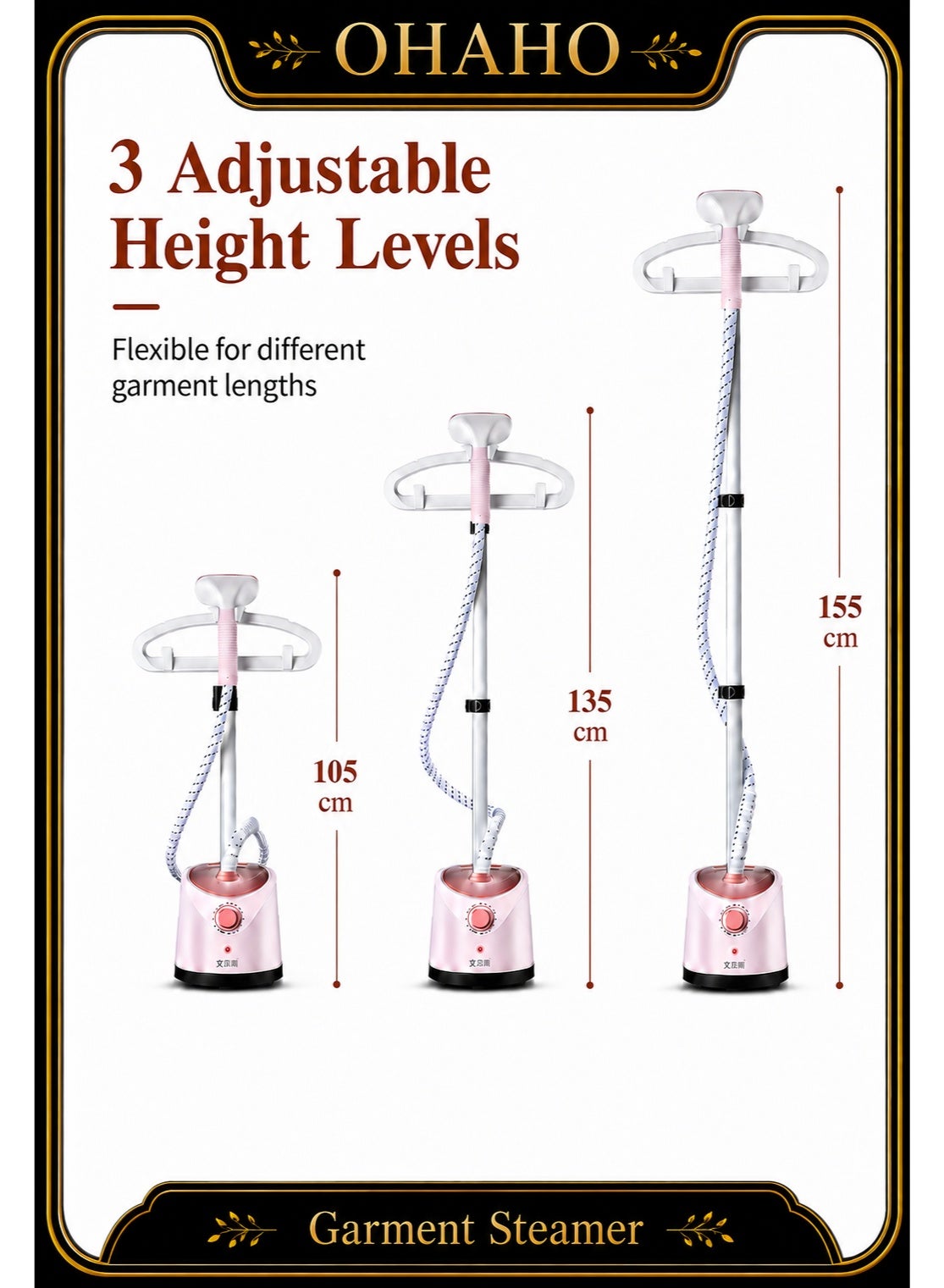 Compare 2000W Vertical Clothes Garment Steamer, Height Adjustable Steamer for Clothes Builtin Ironing Board, 35Second Heating Hanging Clothing Steamer Portable Pink at KSA Price