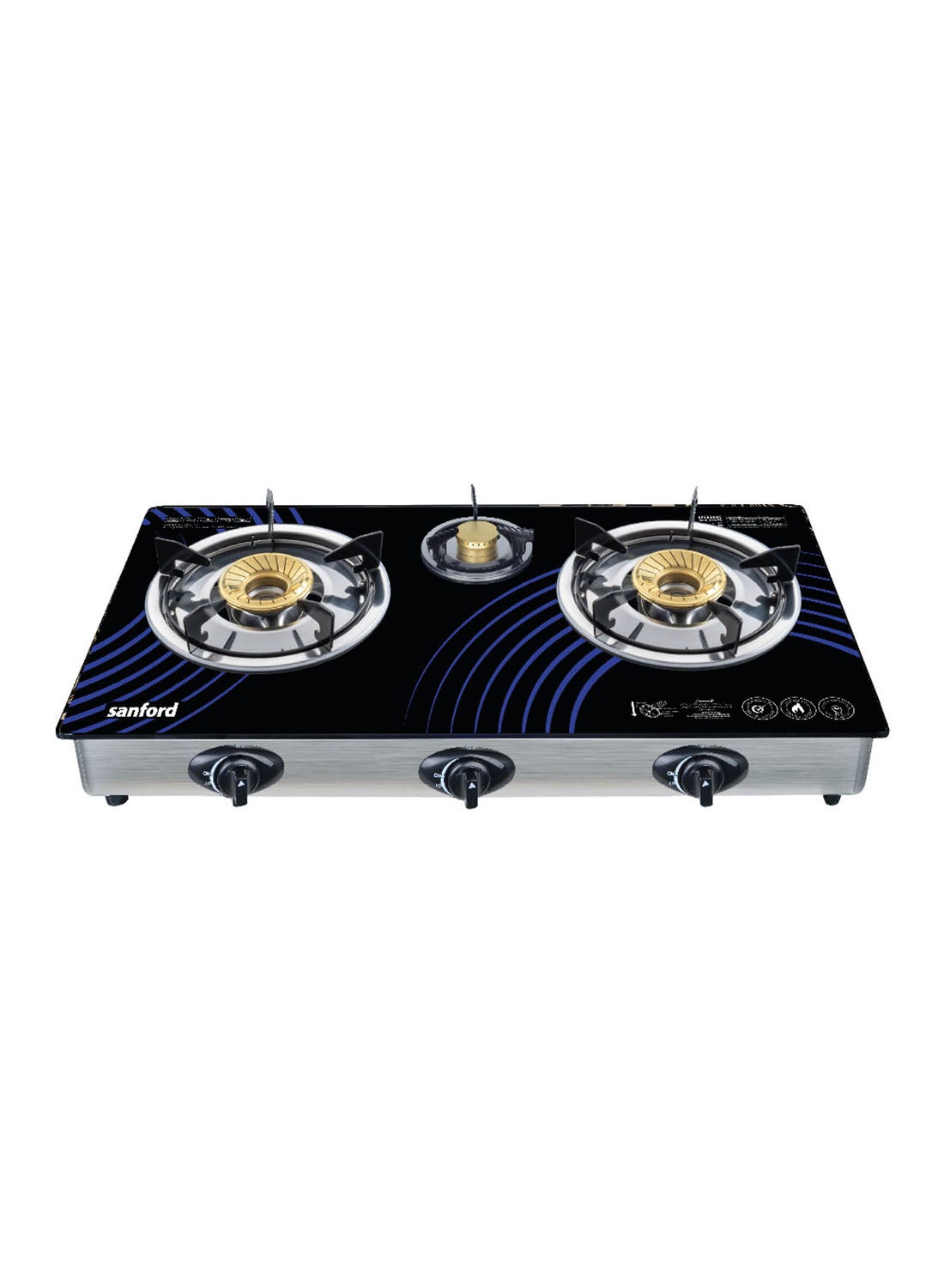 Compare Glass Gas Stove 3 Burner Detachable SF5326GC B Black, Multicolour at KSA Price