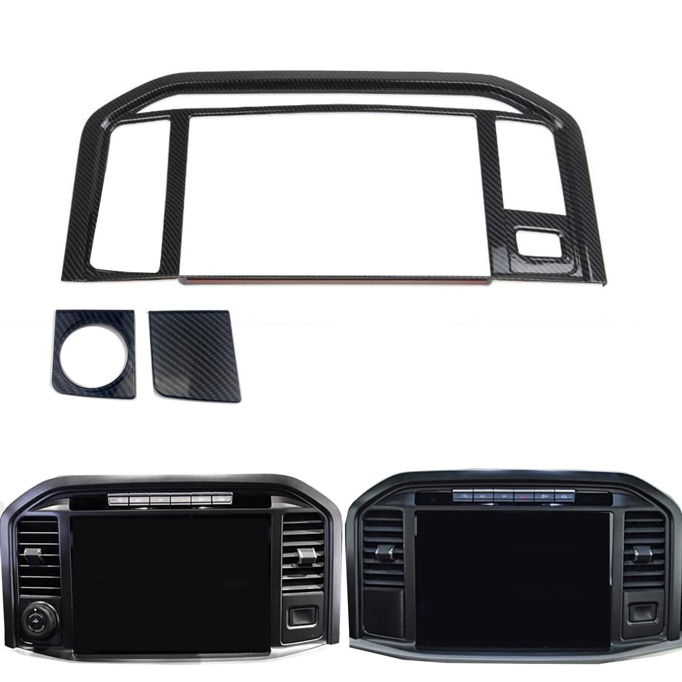 Compare Keptrim for 2021 2022 2023 2024 Ford F150 ABS Carbon Fiber Center Console Navigation GPS Radio Panel Trim3pcs at KSA Price
