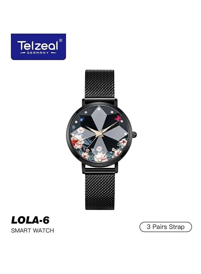Telzeal LOLA?6 Black Smartwatch – Ultra?Slim Round…