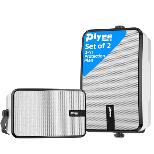 Compare Plyee Audio 400W Outdoor Bluetooth Speakers Wireless Sync Between Speakers Powerful Bass Wall Mount for Patio Porch Gazebo Garage 2Pack WhiteMZ621 at KSA Price
