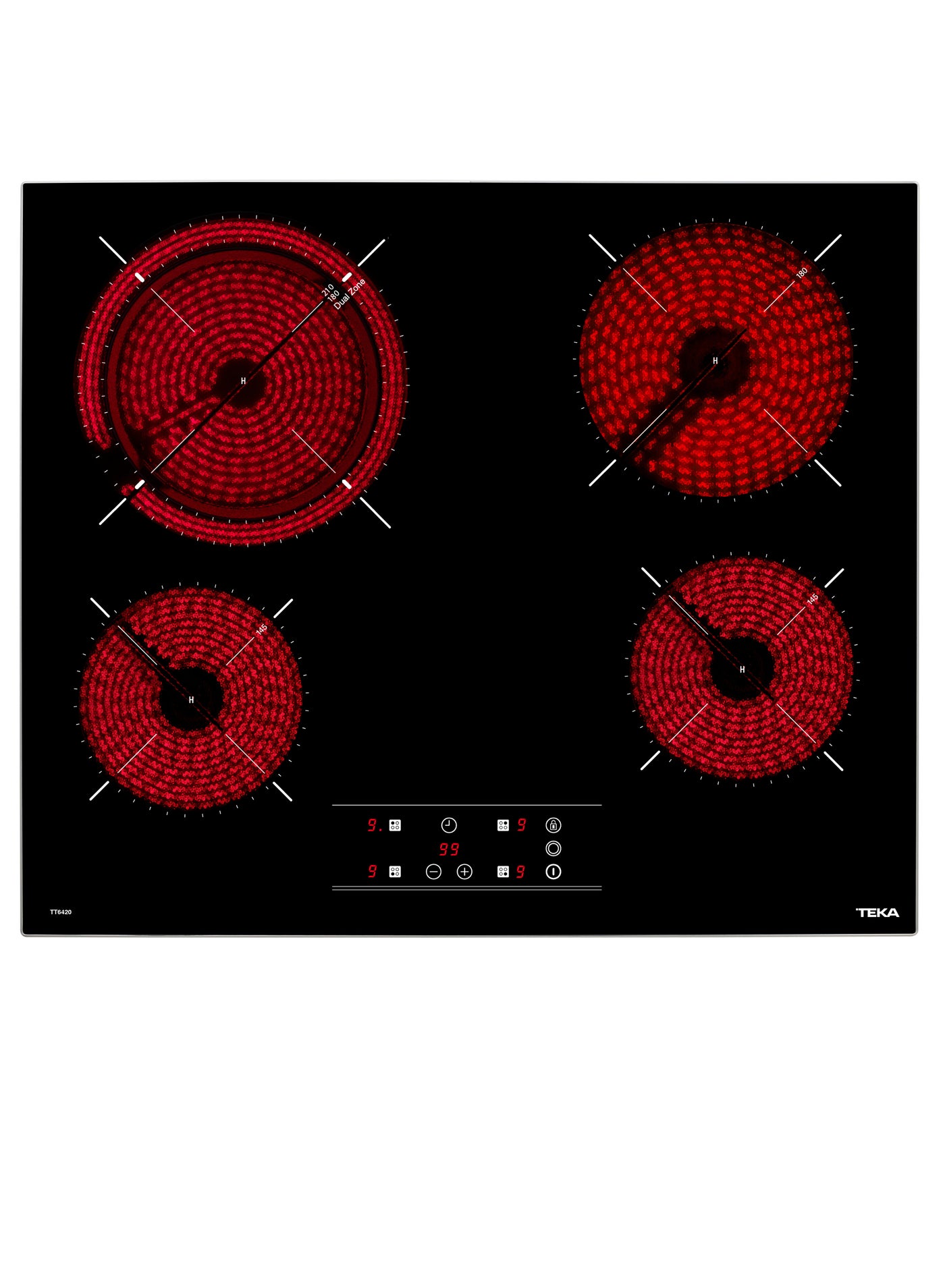 Compare Teka TT 6420 60cm Vitroceramic Hob with 4 zones and Touch Control with Independent programmer of each cooking zone   Made in Europe 40239021 Black at KSA Price