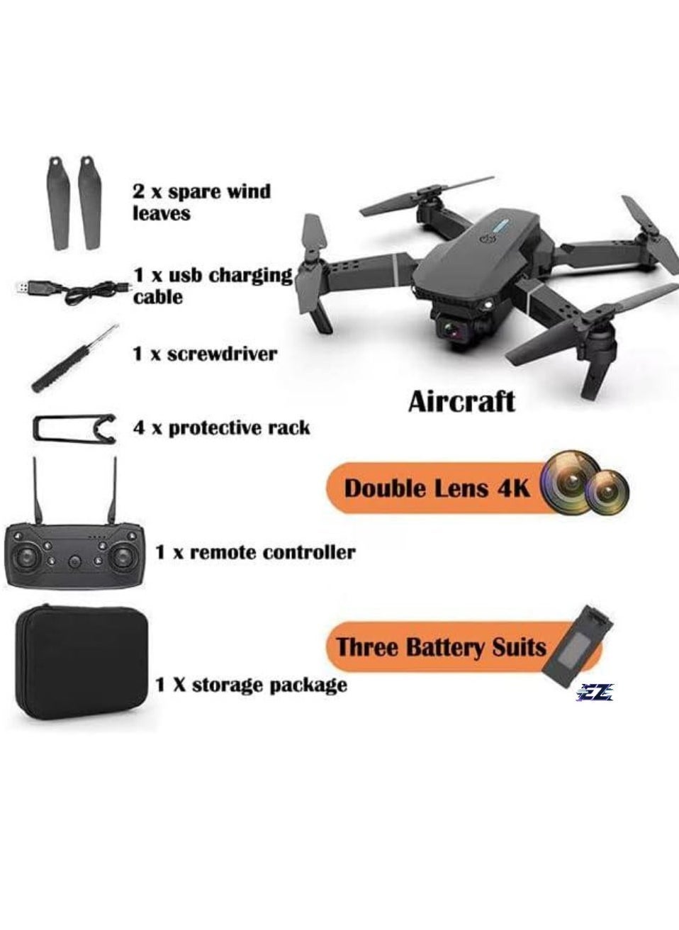 E88E525 Mini Drone 4K HD Dual Camera WiFi FPV Remote…