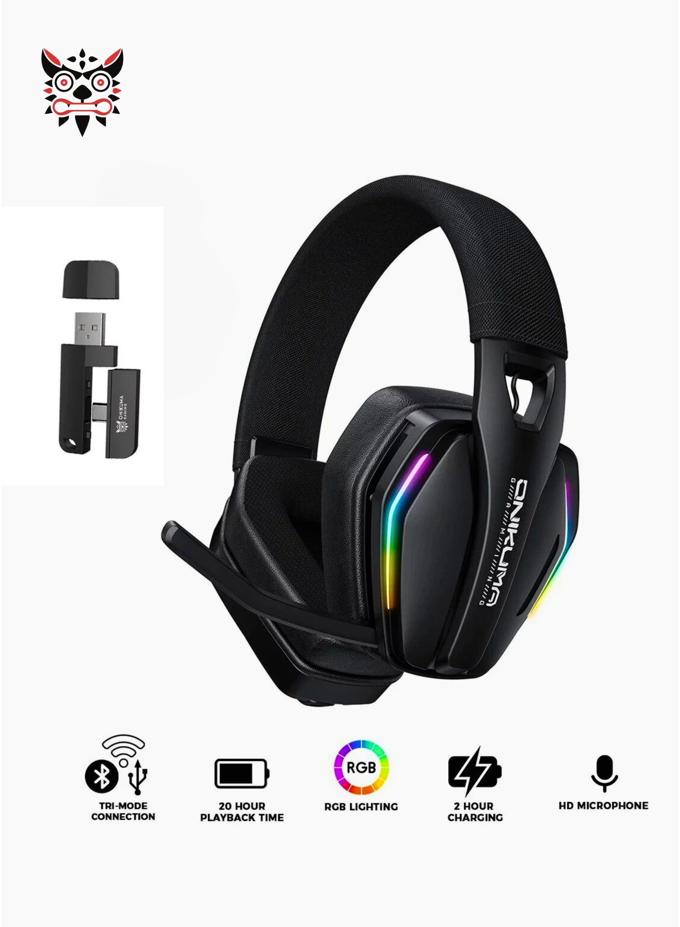 Compare GT826 TriMode Wireless Gaming Headset with Mic | 40mm Drivers, 40ms Low Latency, 60H Playtime | RGB Lighting | Compatible with PS5PS4, PC, Switch, Mobile, Laptop & Mac 2.4GHz + Bluetooth 5.4 + Wired, Black at KSA Price