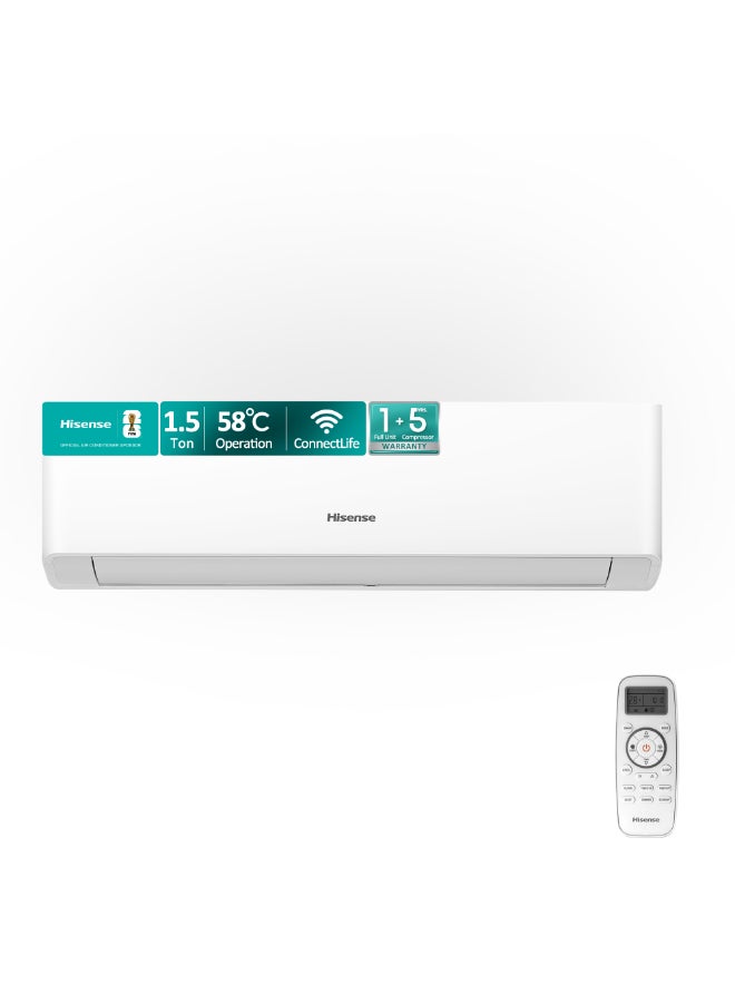 Compare 1.5 Ton Split AC,Air Conditioner,18000 BTU with Rotary R410A compressor,LED Hidden Display,4D Airflow,Sleep AntiMidew Running,ESMA 2 Star Energy saving, WifiConnect, Easy Clean,I FeelSmartSleep mode,Timer,Cooling up to 58℃, Hi18CF4SXTKA01 White at KSA Price