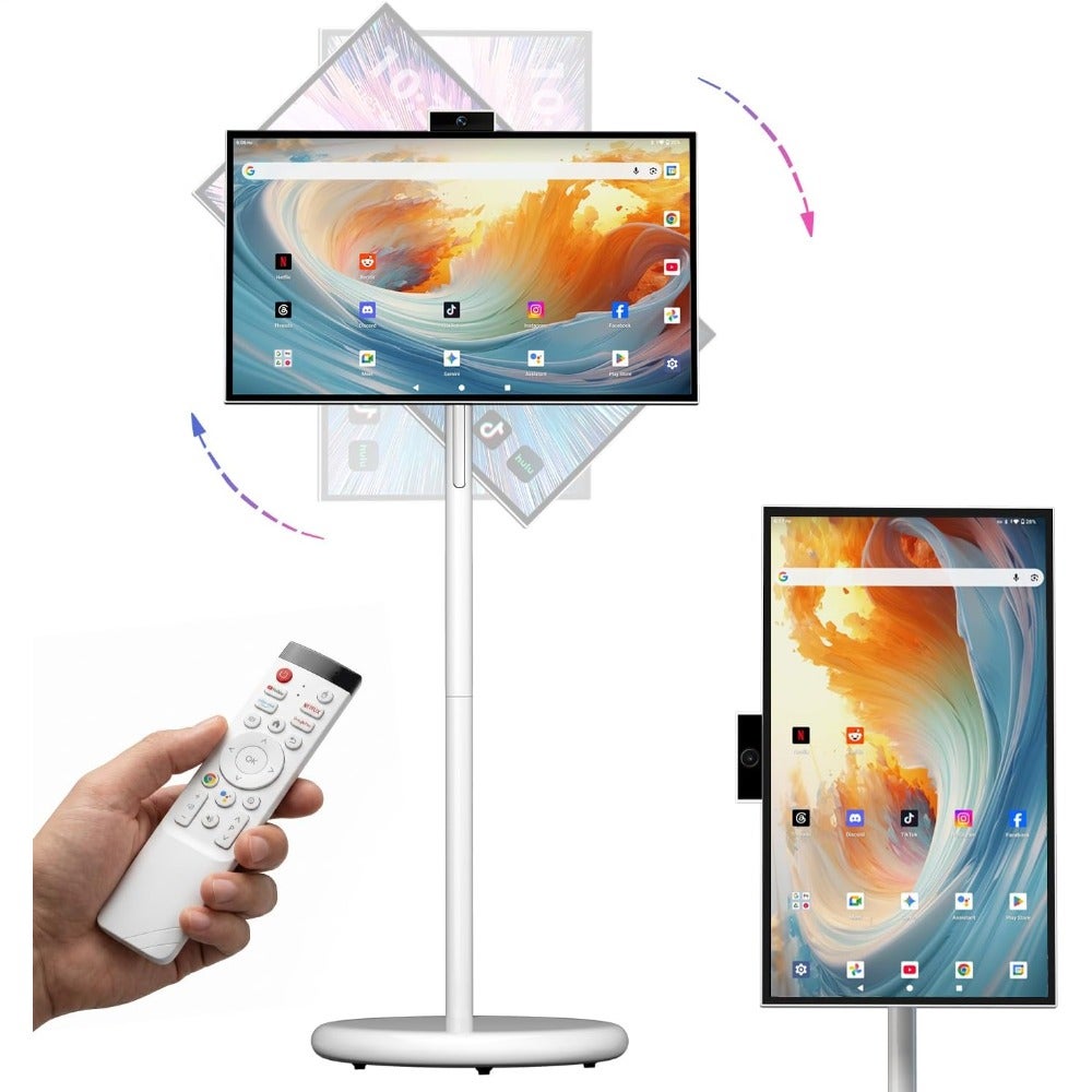 Compare Portable TV  Android 15 Touchscreen Smart Monitor  1080P Display  Adjustable Rolling Stand  External Webcam  For Home Office Travel at KSA Price